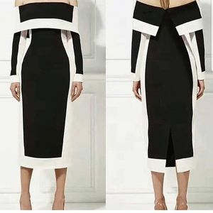 Off the shoulder black and white dress